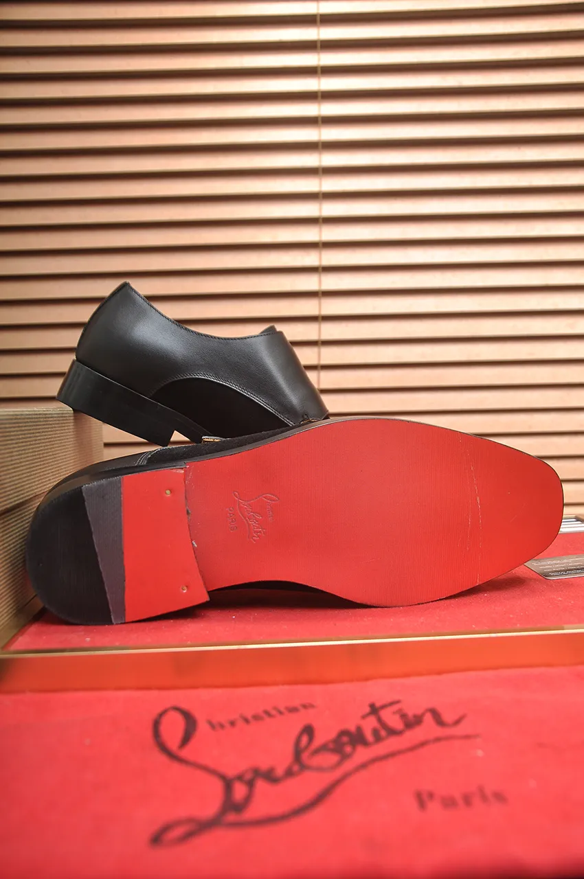 Men's shoes 💰620💶 [Chrstian Loubotin] Red-soled shoes 💋Original mold opening, the highest version on the market, purely handmade ➕Imported cowhide uppers, first-layer water-dyed cowhide lining! Original EU high-gloss outsole. 38 to 45 (45 customized)